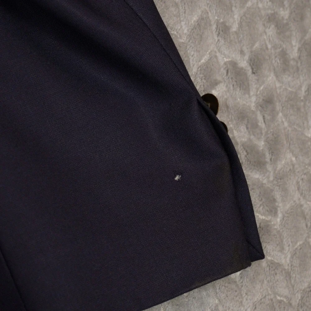 Lauren Ralph Lauren Blazer Men 45L Navy Blue Gold Crest Buttons Wool Blend 2-Btn